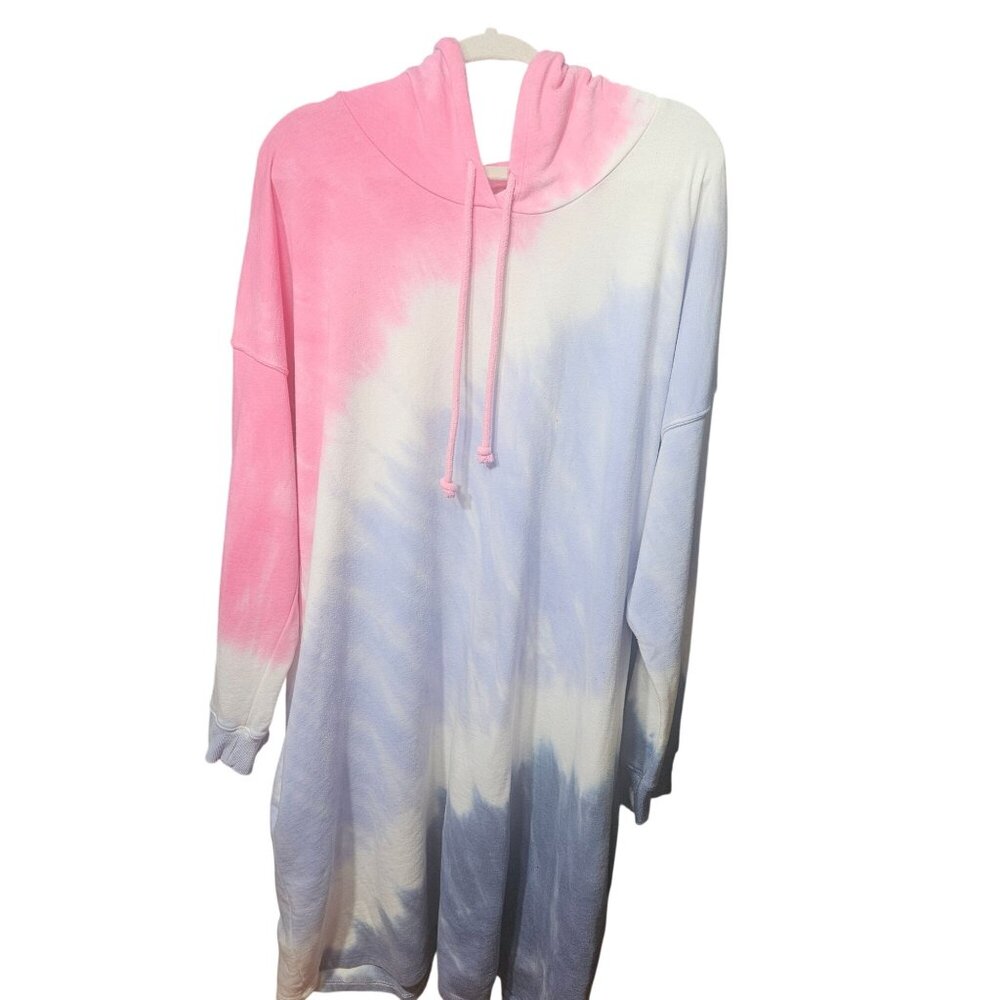 Tie-Dye Oversized Hoodie Pink & Blue Livi 26/28 Cotton/Polyester Lounge Wear